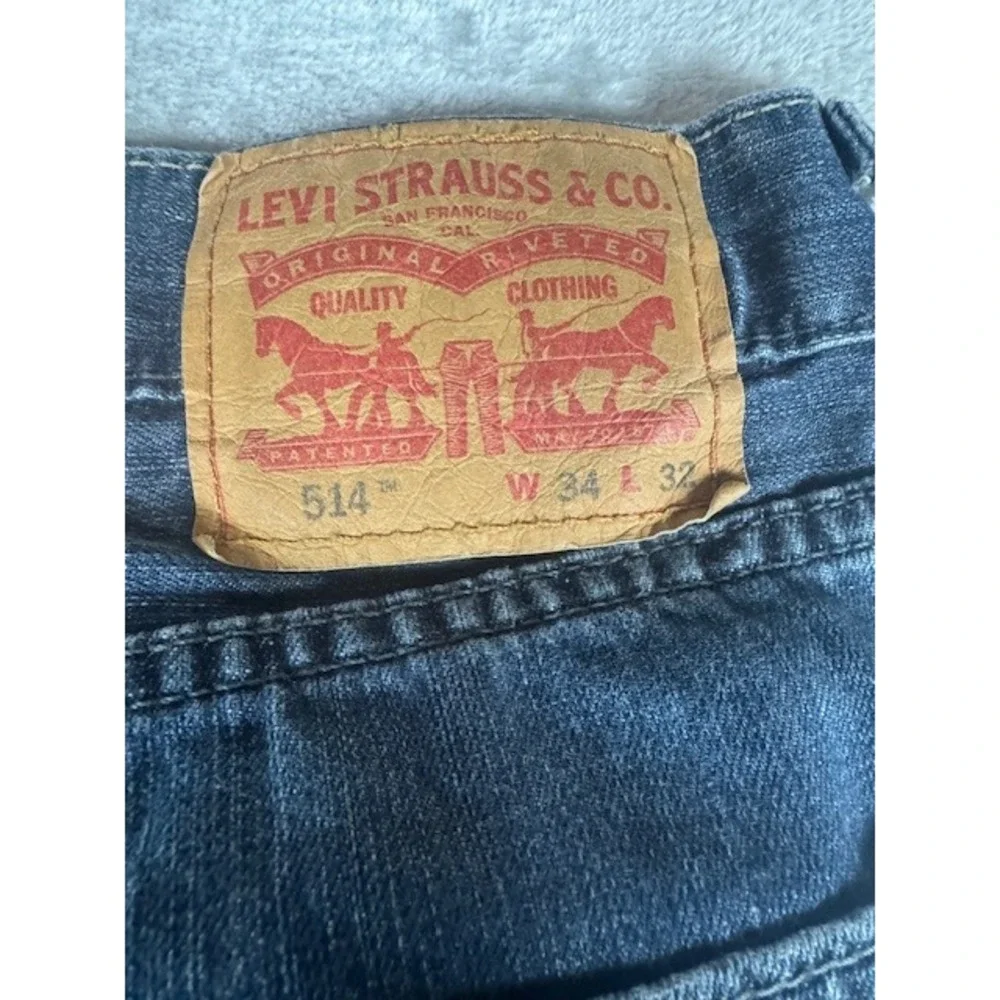Levi's‎ 514 Jeans Mens 34x32 Straight Fit Dark Wash Denim Blue 100% Cotton